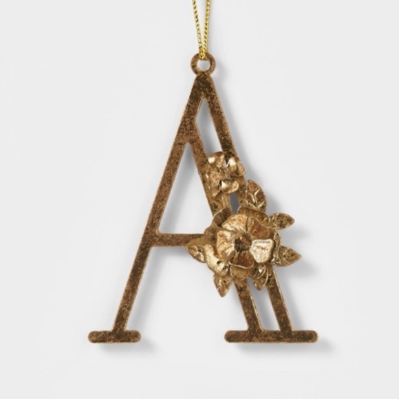 Wondershop Target Gold Initial Letter A Floral Botanical Christmas Ornament New - Picture 1 of 4